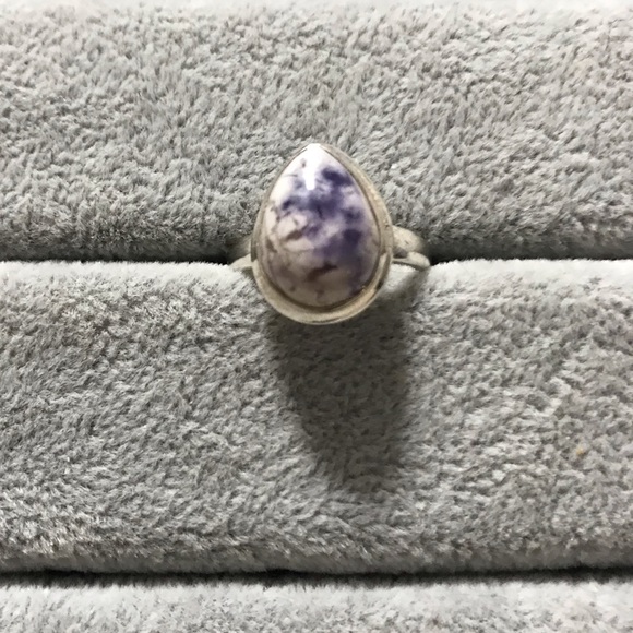 New Sterling Silver Purple Teardrop Morado Violet Flame Opal Ring Sz 7 Crystal - Picture 15 of 16